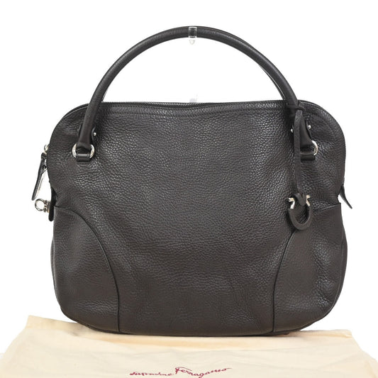 SALVATORE FERRAGAMO Gancini Hand Tote Bag Leather Brown SHW Italy 32KC800