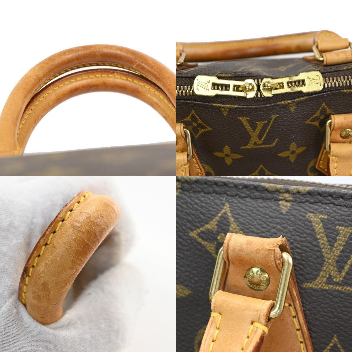 LOUIS VUITTON LV Logo Alma Hand Bag Monogram Leather Brown France M51130 85PA106
