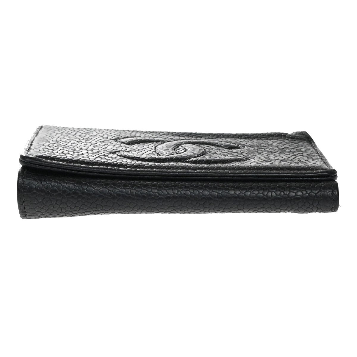 CHANEL 6 Hooks Key Case Bifold Grained Calfskin Leather Black Vintage 62RF295