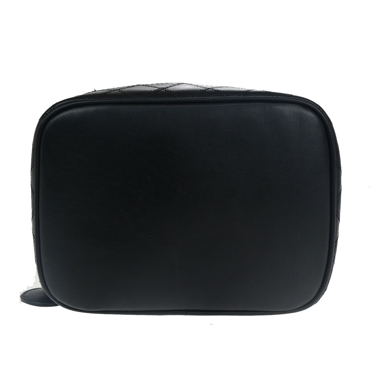 CHANEL CC Logo Bicolore Vanity Hand Bag Leather Black GHW Italy 77RK577