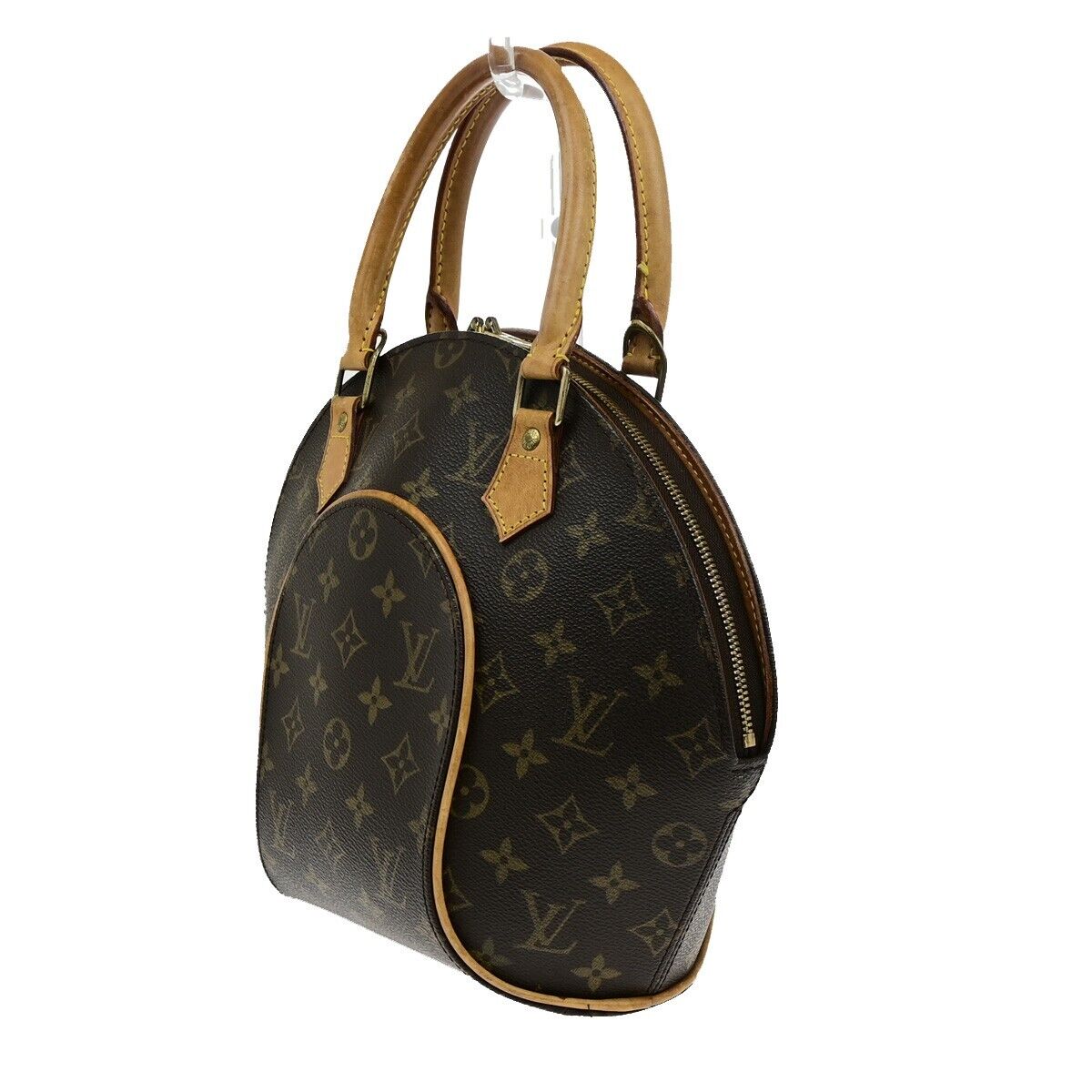 LOUIS VUITTON LV Logo Ellipse PM Hand Bag Monogram Leather Brown M51127 72ED452