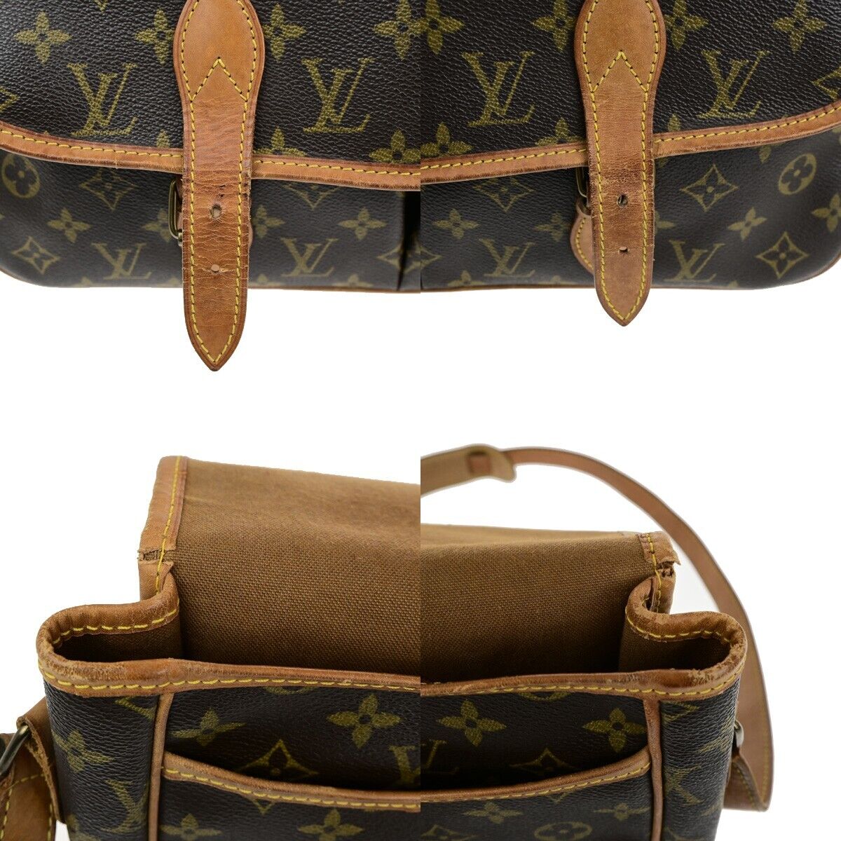 LOUIS VUITTON Gibeciere GM Shoulder Bag Monogram Leather Brown M42246 64SJ591