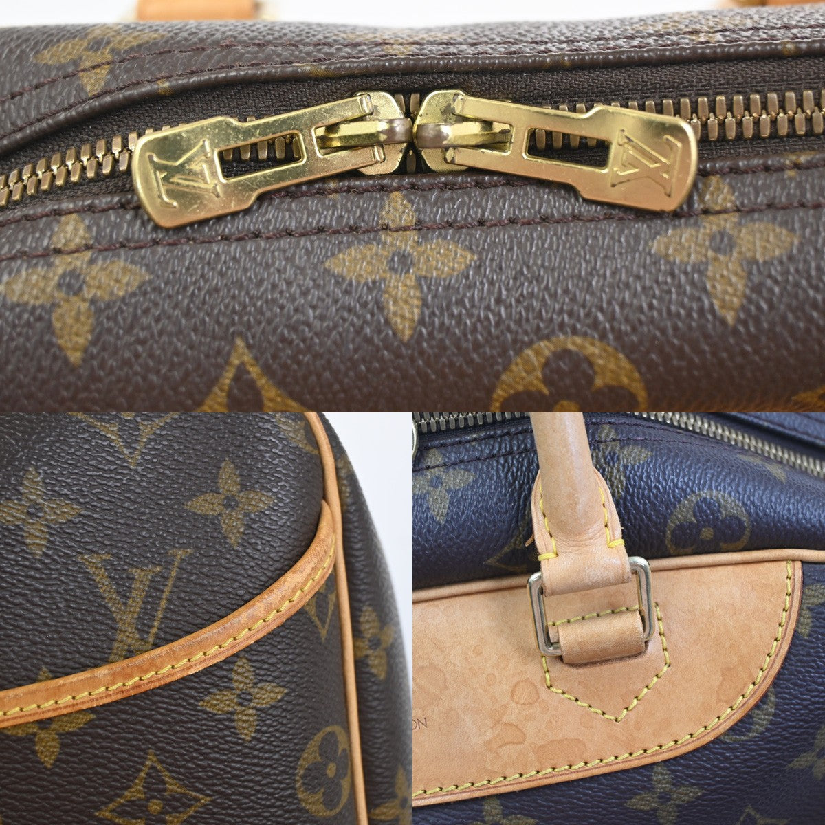 LOUIS VUITTON LV Logo Deauville Hand Bag Monogram Leather Brown M47270 73KC971
