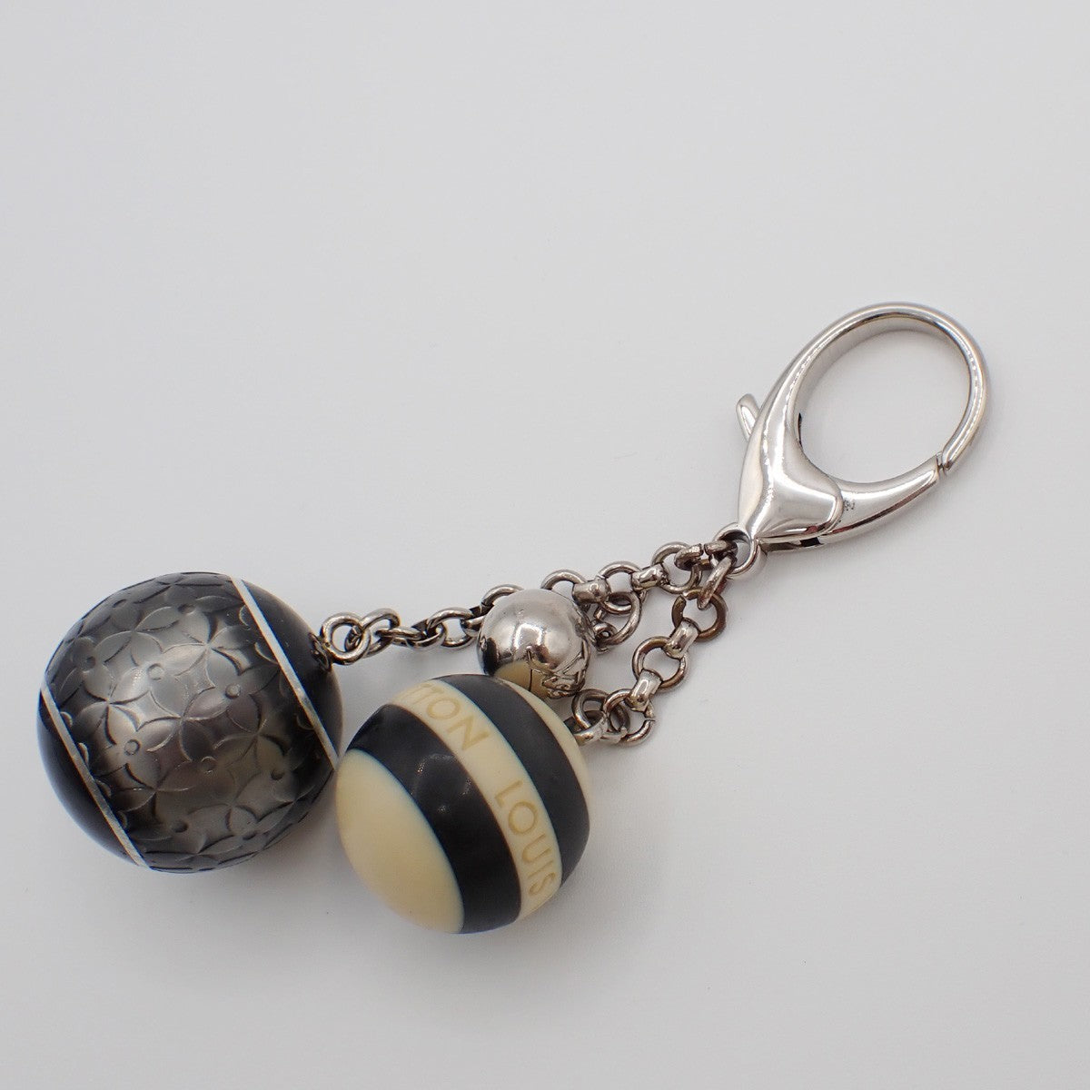 LOUIS VUITTON Logo Bijoux Sac Mini Lin Bag Charm Silver Black M65701 61KP112