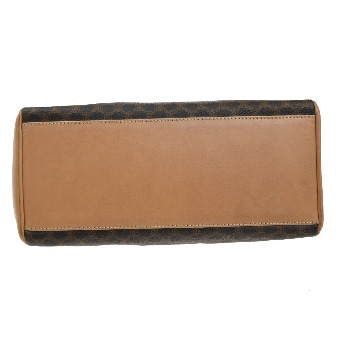 CELINE Logo Macadam Pattern Flap Hand Bag PVC Leather Brown GHW Italy 38MA206