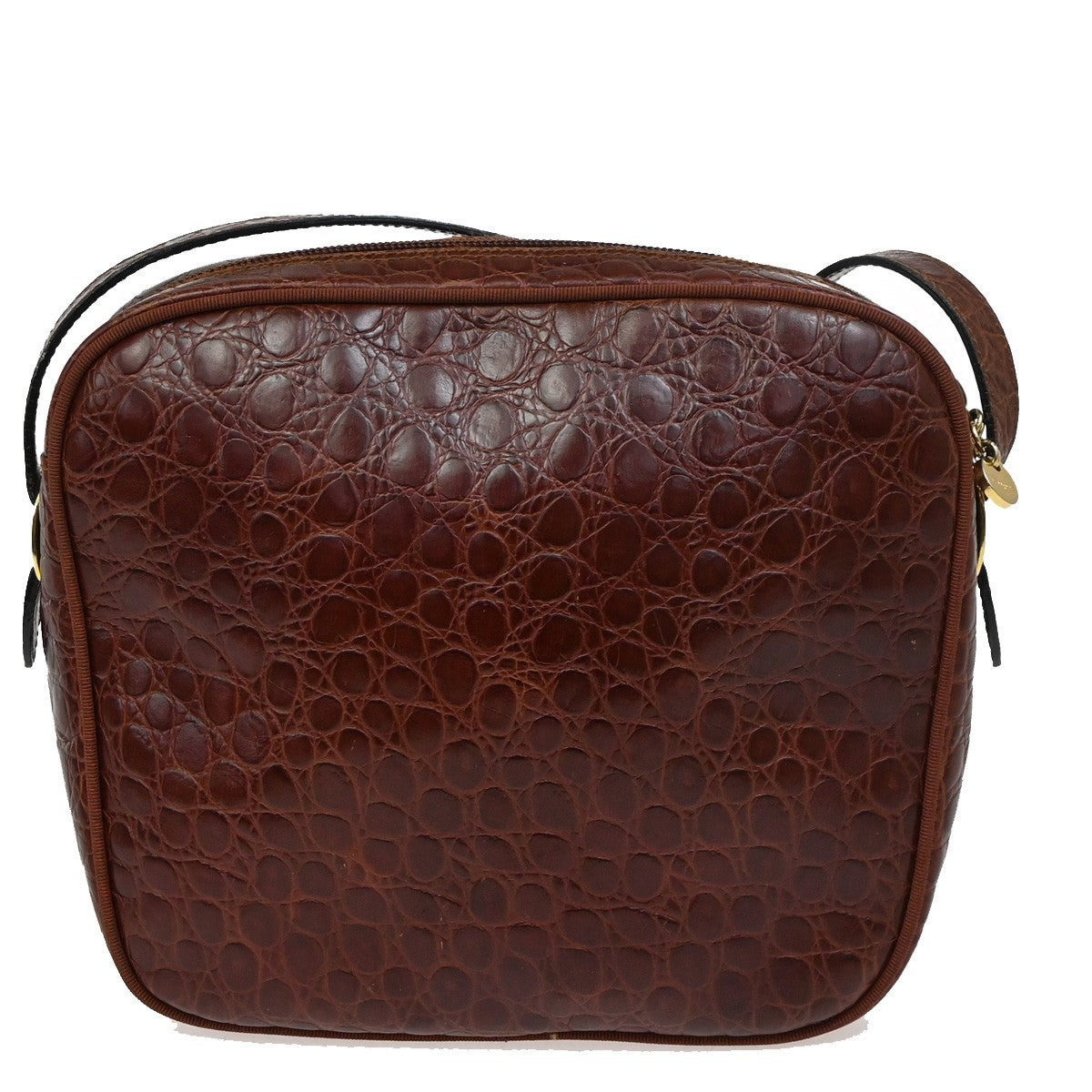 SALVATORE Ferragamo Vara Crossbody Shoulder Bag Embossing Leather Brown 67KP169