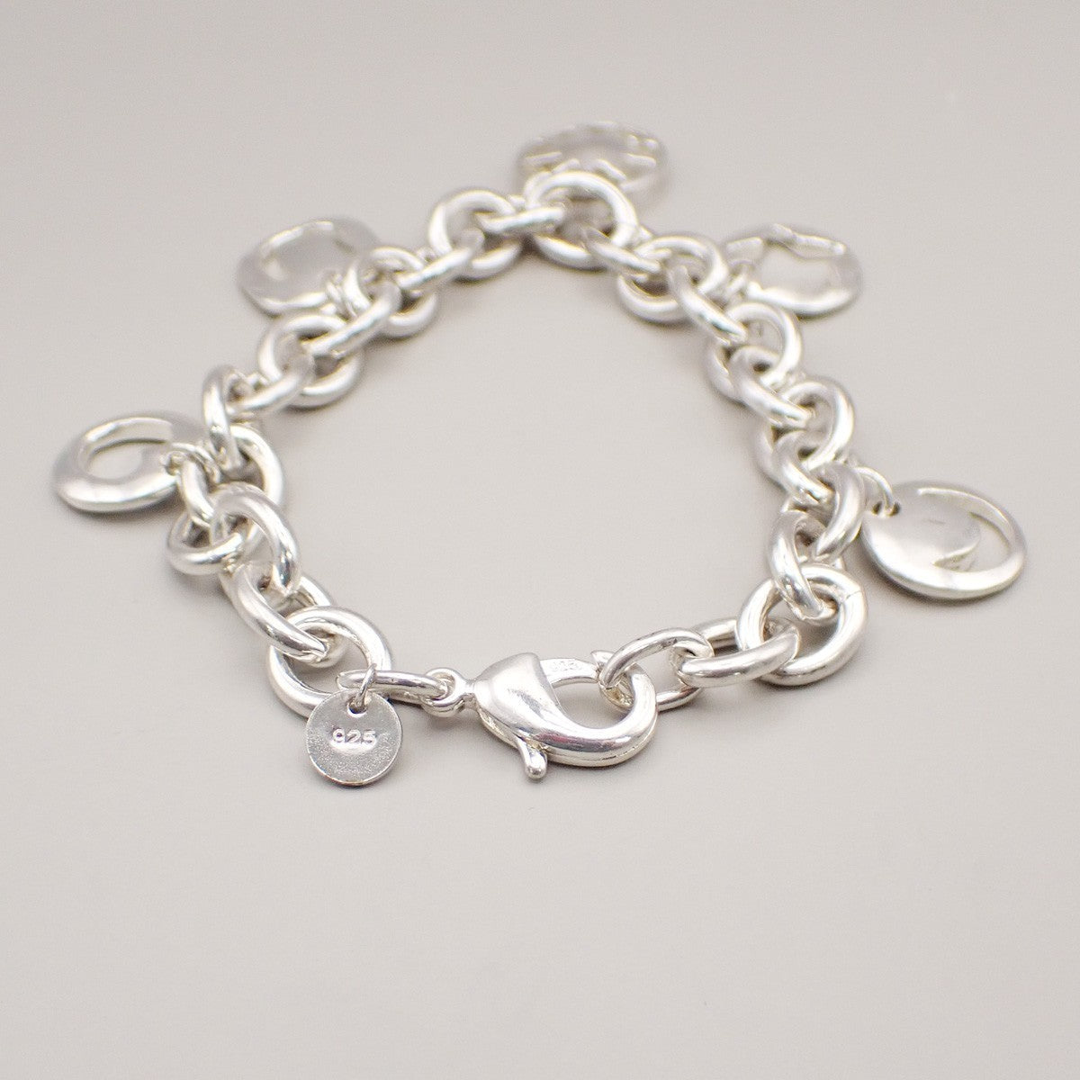 TIFFANY & CO. 5 Charm Stencil Chain Bracelet Sterling Silver AG 925 33KD047