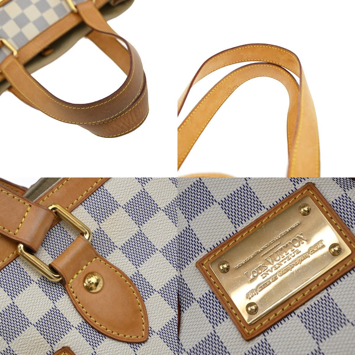 LOUIS VUITTON Hampstead PM Shoulder Bag Damier Azur Leather White N51207 50CB045