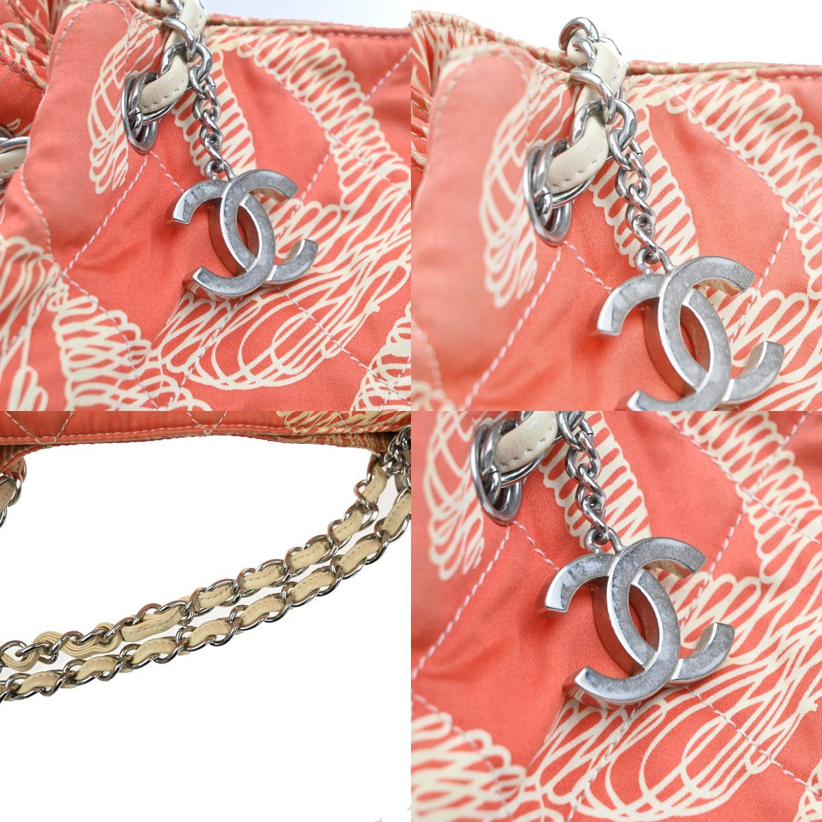 CHANEL CC Chain Shoulder Hand Bag Quilted Canvas Leather OE SHW Italy 87RL998