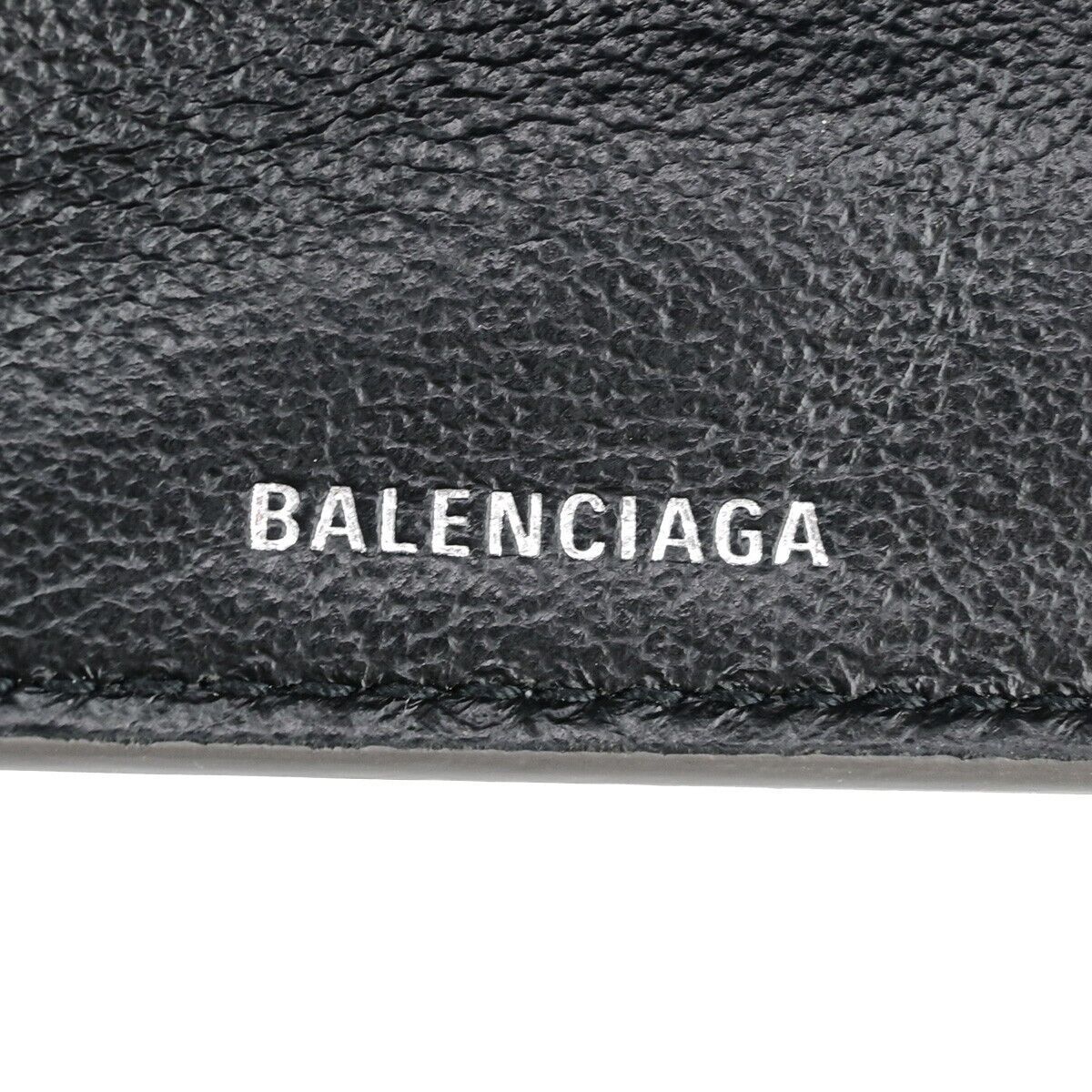 BALENCIAGA BB Logo Mini Trifold Wallet Purse Leather Silver Italy 30YF007