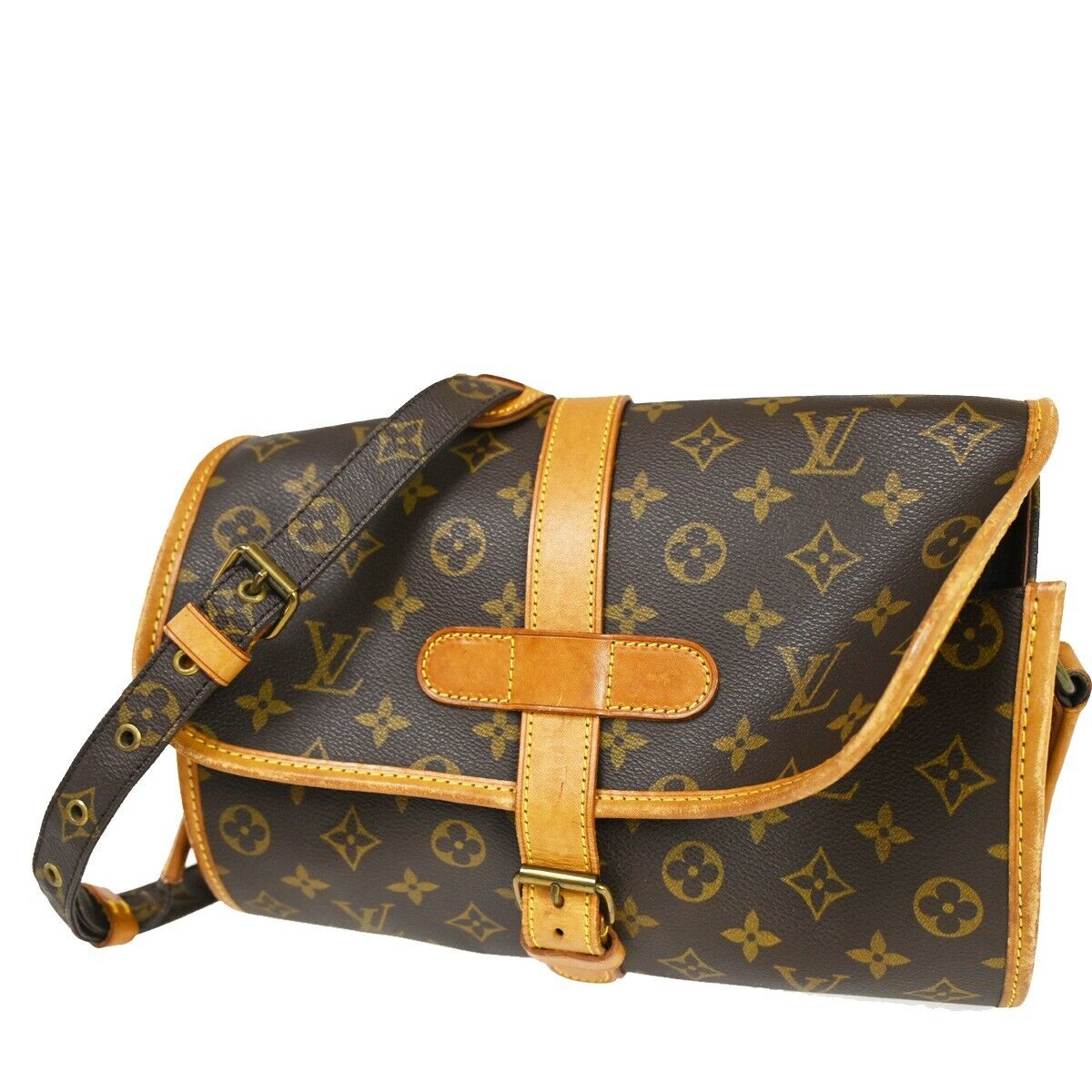 LOUIS VUITTON Logo Marne Shoulder Bag Monogram Leather Brown M51369 85YE213