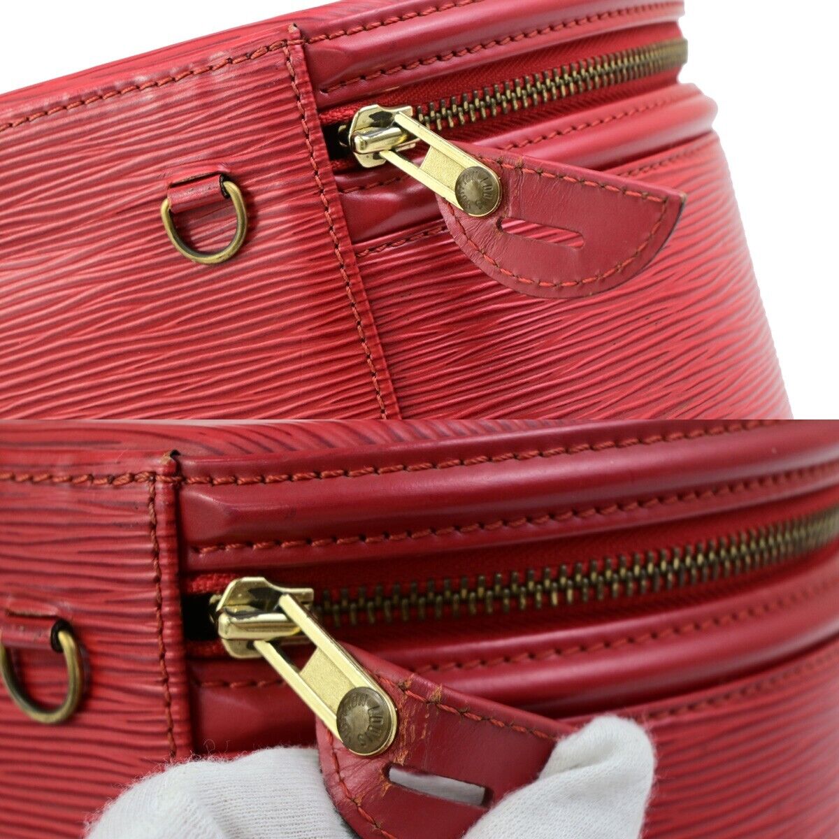 LOUIS VUITTON LV Logo Cannes Hand Vanity Bag Epi Leather Red M48037 31EC931