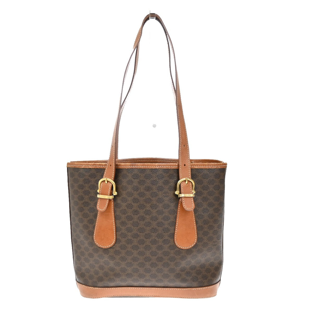CELINE Logo Macadam Pattern Shoulder Bag PVC Leather Brown GHW Italy 66YH783