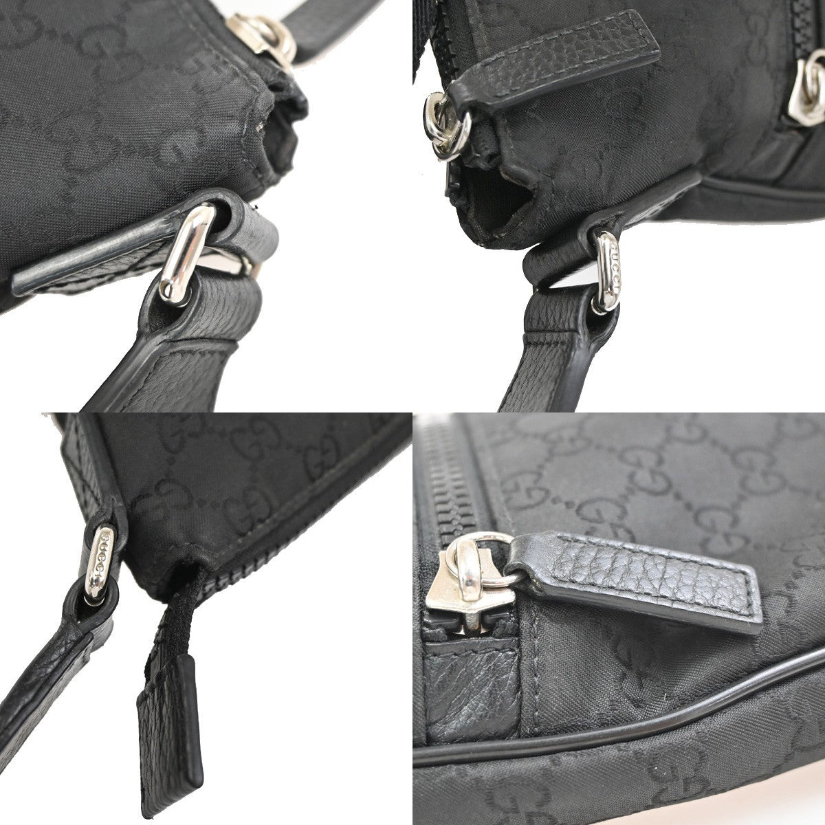 GUCCI  Logo GG Pattern Shoulder Bag Canvas Leather Black SHW Italy 62CA784