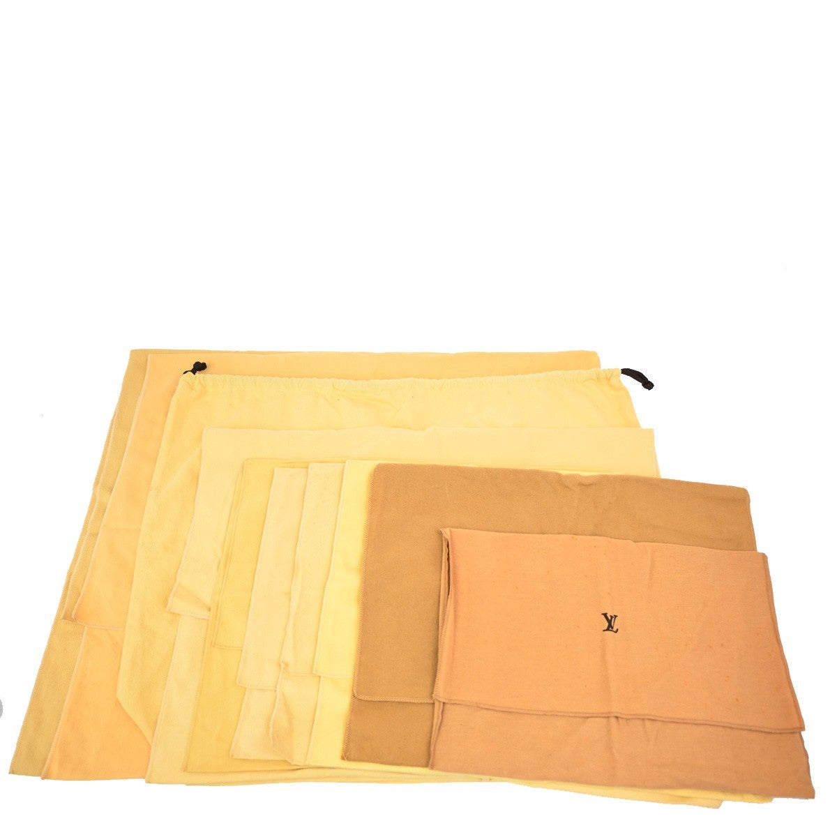 LOUIS VUITTON Logo 10 Set Dust Bag Drawstring Canvas Cotton Beige Brown 09KB608