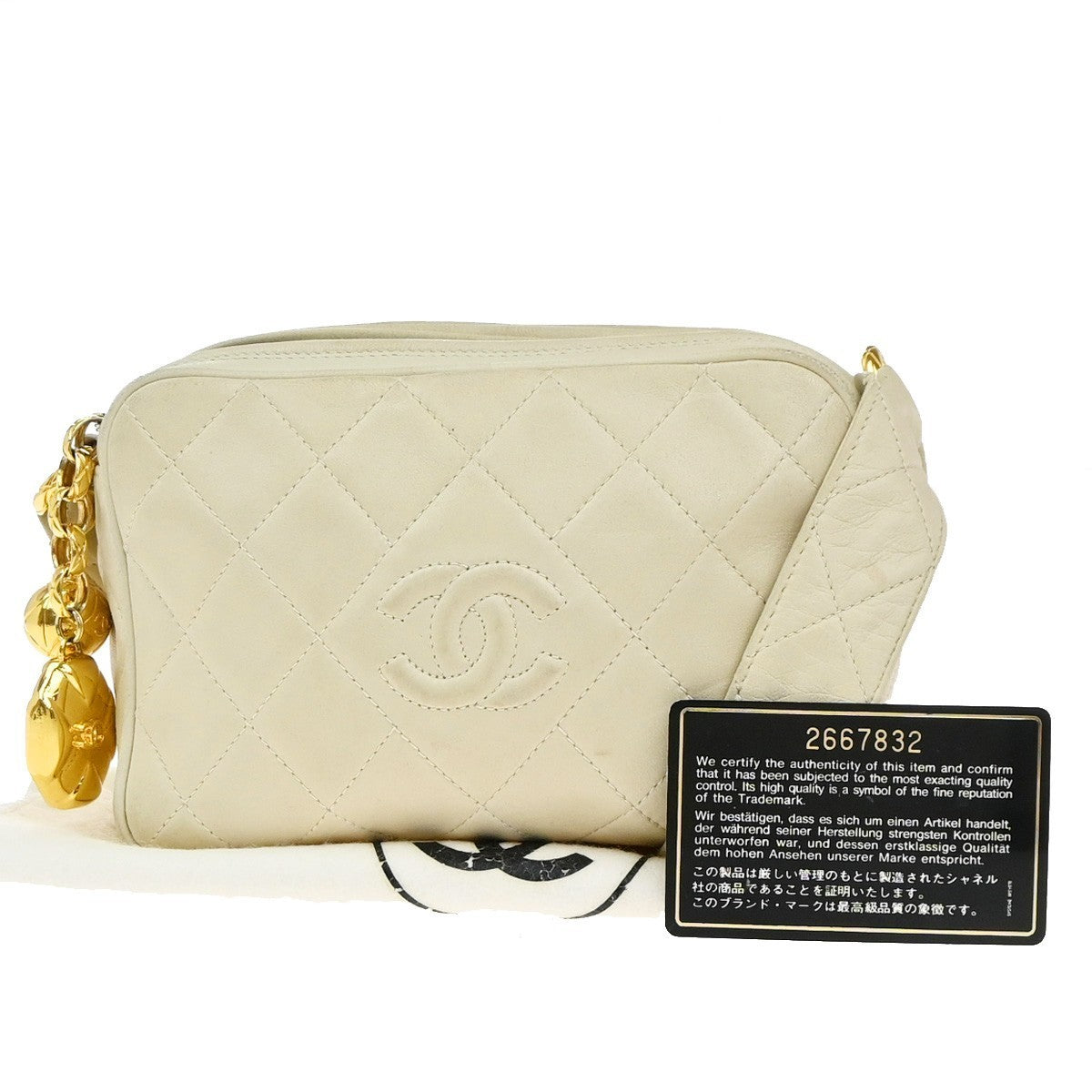 CHANEL CC Matelasse Chain Mini Shoulder Bag Leather White GHW Vintage 59RP109