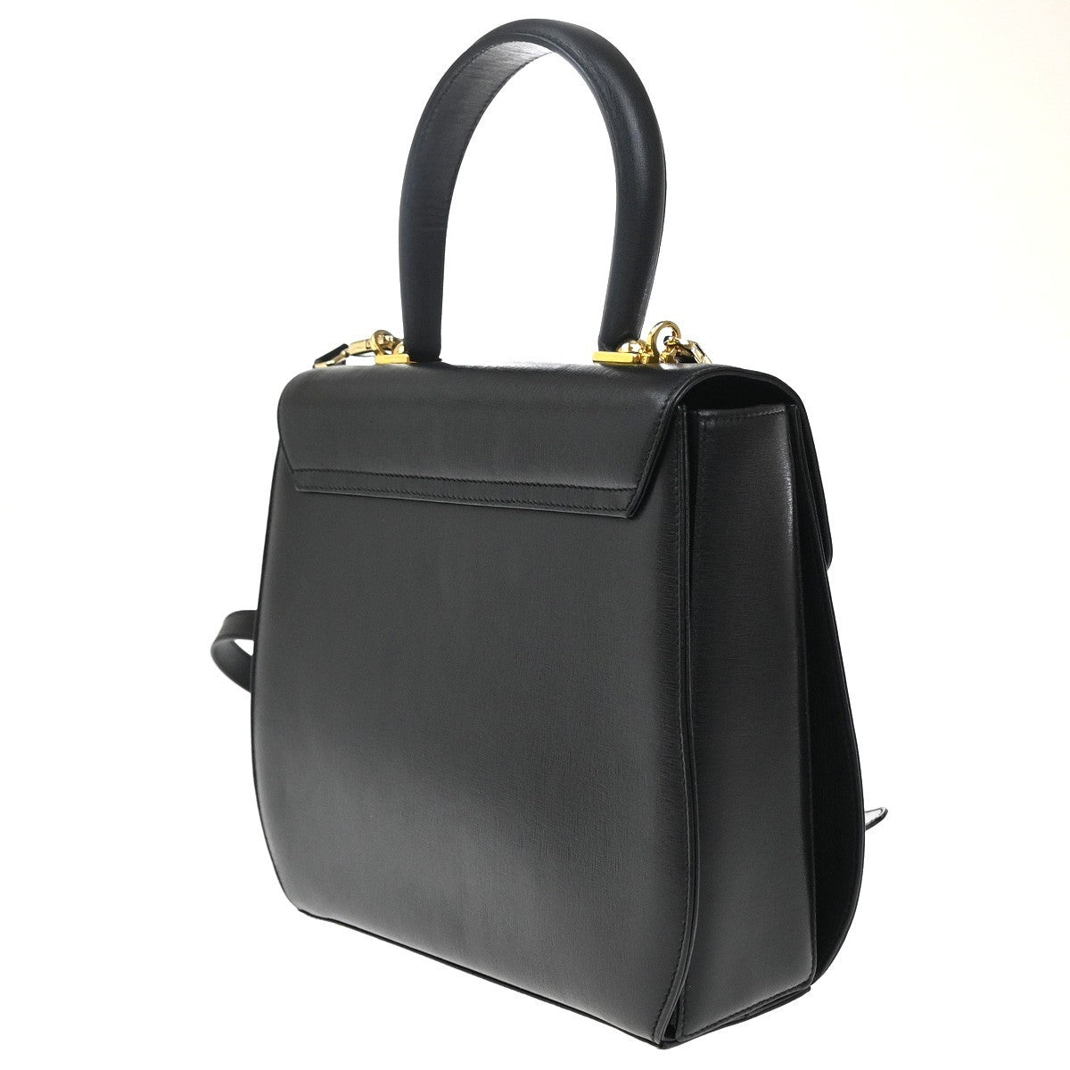 SALVATORE FERRAGAMO Gancini 2Way Shoulder Hand Bag Leather Black GHW 68KP367