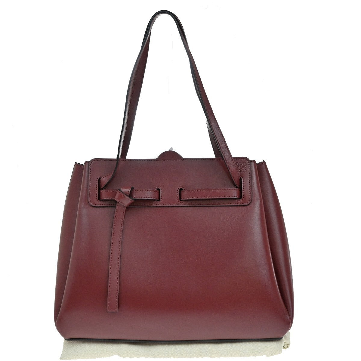 LOEWE Logo Lazo Hand Bag Leather Red Made in Spain 92RF255
