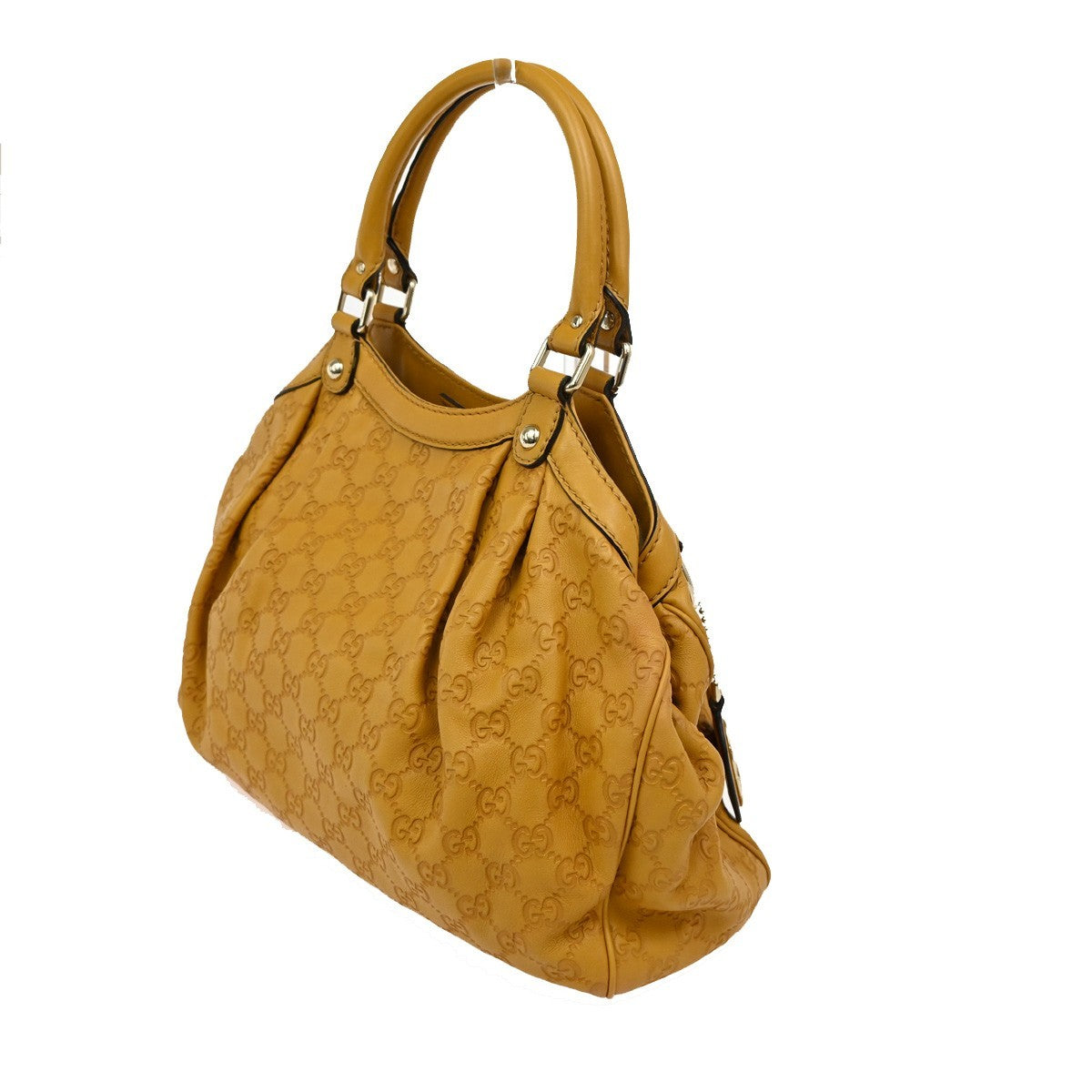 GUCCI GG Sukey Charm Hand Tote Bag Leather Yellow GHW 493492 85TA113