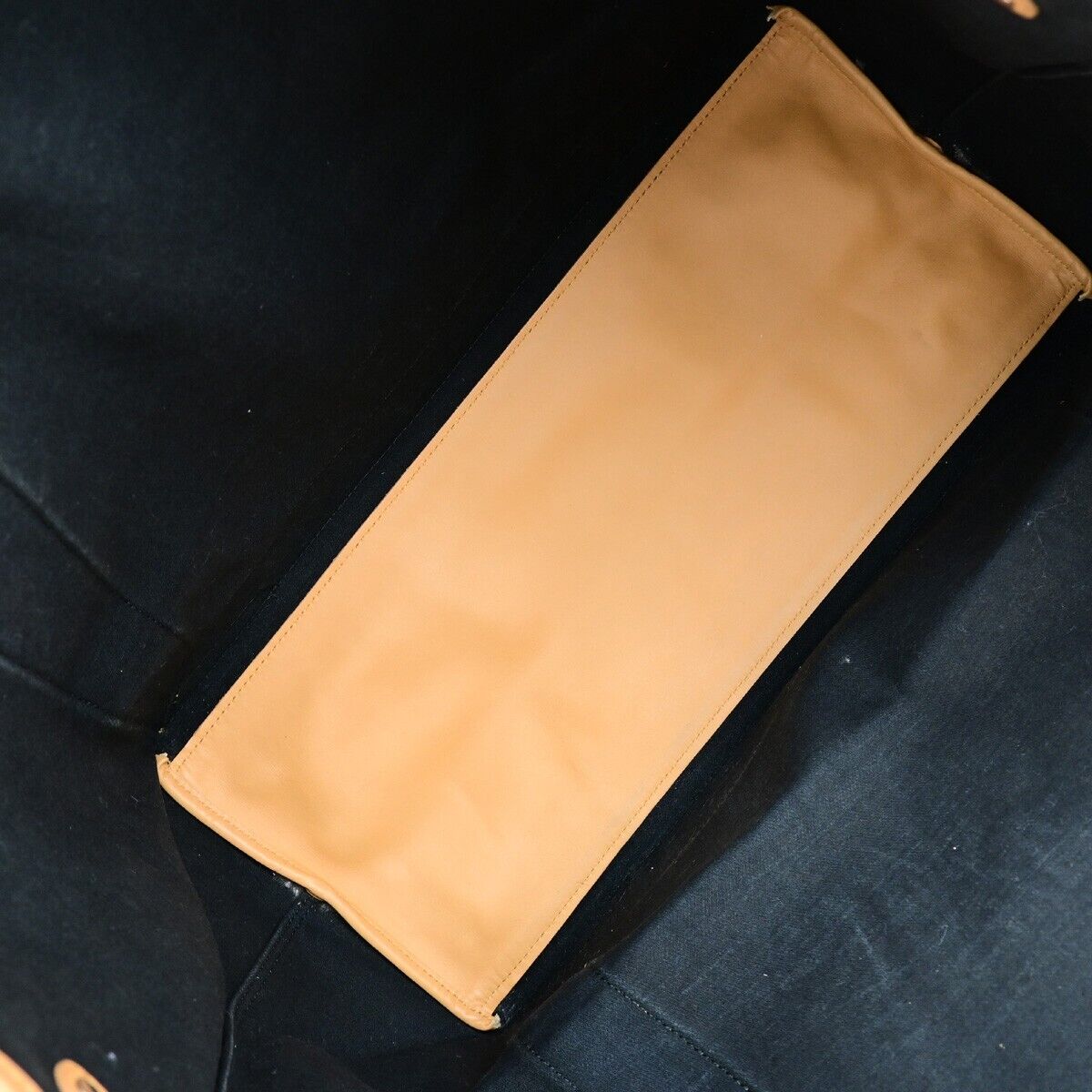 BALENCIAGA Logo Navy Cabas Shoulder Tote Bag Canvas Leather Black White 39EC740