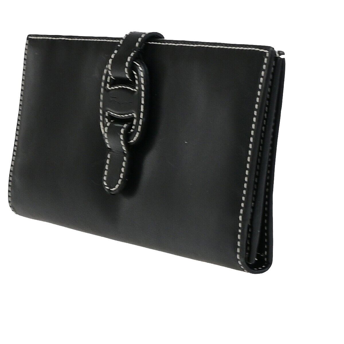 SALVATORE FERRAGAMO Logo Vara Bifold Long Walllet Leather Black Italy 01KA410