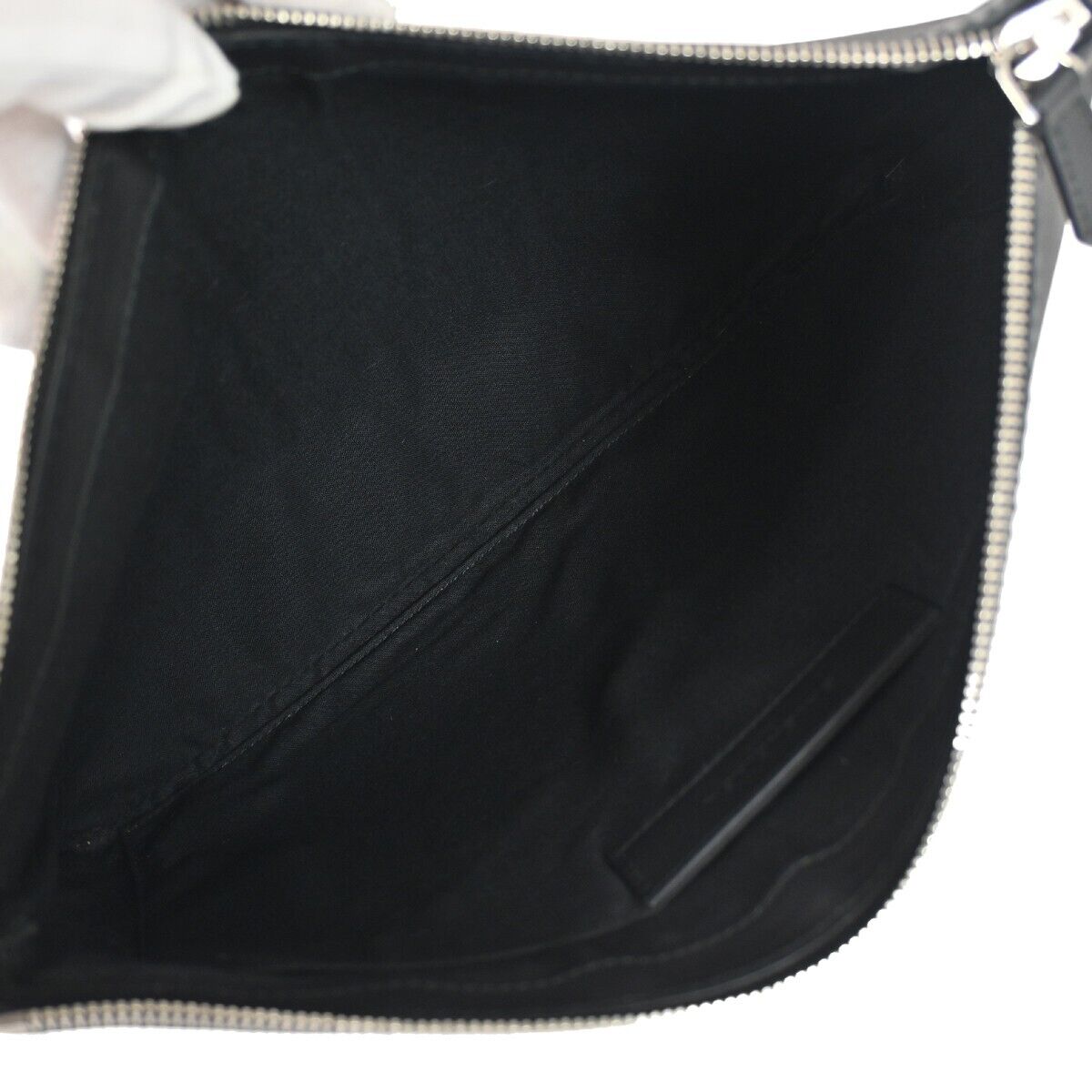 BALENCIAGA Logo Navy Clip M Clutch Hand Bag 373834 Leather Black Italy 33GA300