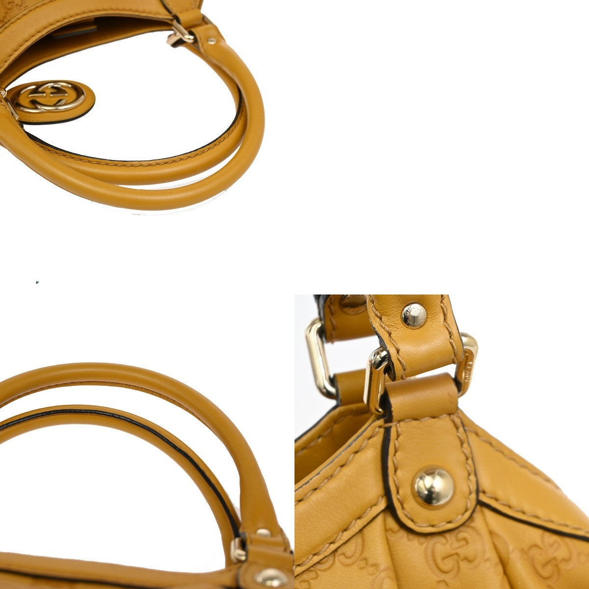 GUCCI GG Sukey Charm Hand Tote Bag Leather Yellow GHW 493492 85TA113