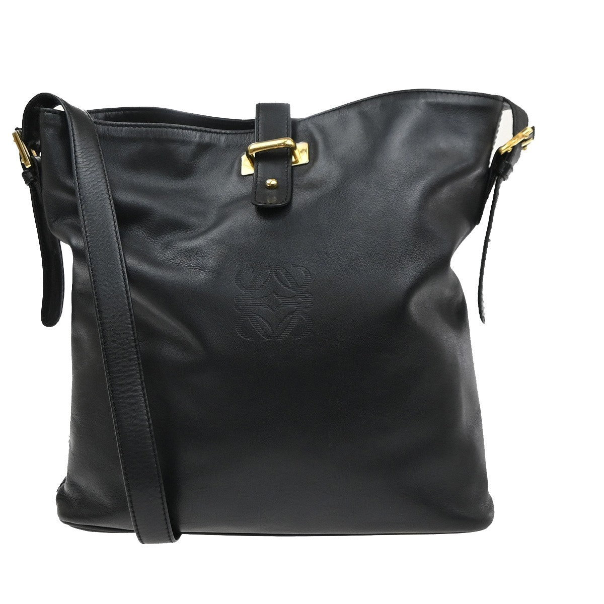 LOEWE Logo Anagram Shoulder Hand Bag Nappa Leather Black GHW Spain 34MA619