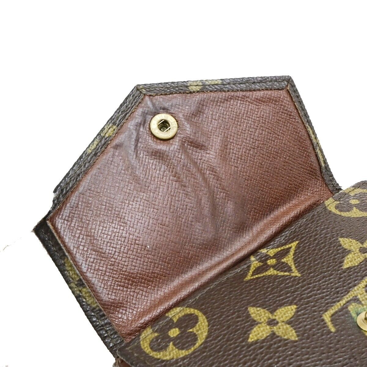 LOUIS VUITTON 2 Set Bifold Trifold Compact Wallet Monogram Leather Brown 02KA446
