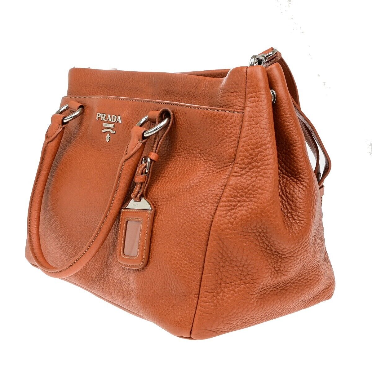 PRADA 2Way Shoulder Tote Bag Vitello Daino Leather Rame Orange BR4393 18ED877