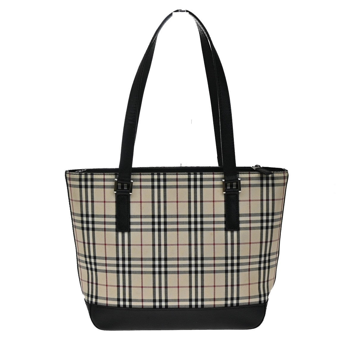 BURBERRY Logo Nova Check Shoulder Tote Bag Canvas Leather Beige Black 83RL399