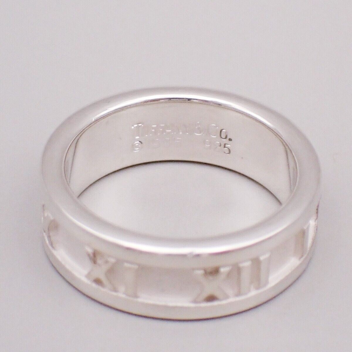 TIFFANY & CO. Logo Atlas Ring Size US 5 JP 9 Roman Numerals Silver 925 07YF245