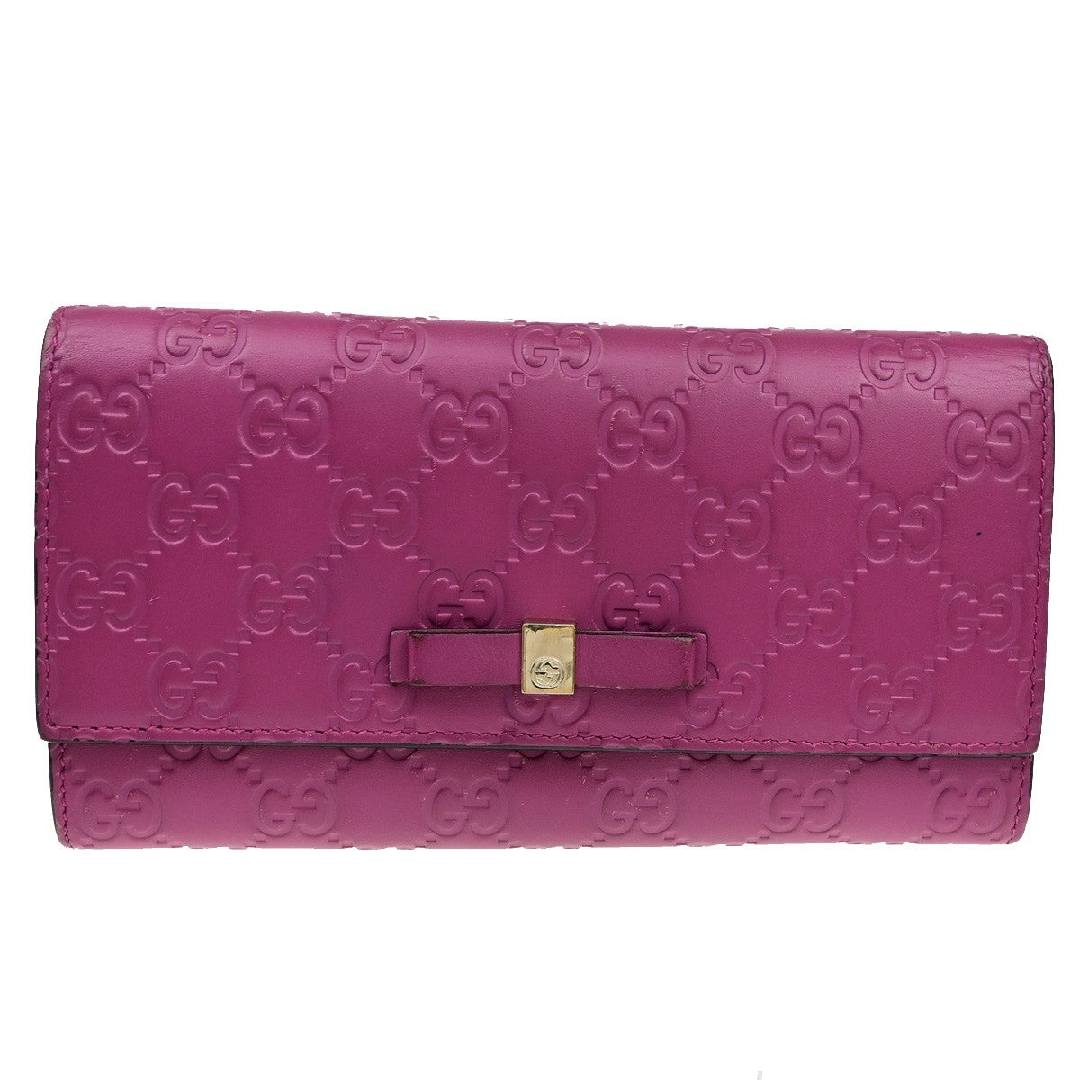 GUCCI Logo Guccissima GG Pattern Long Bifold Wallet Leather Pink GHW 04YH062