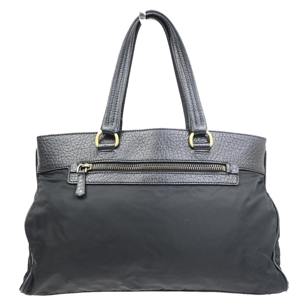 PRADA Logo Tessuto Tote Hand Bags Nylon Leather Black GHW Italy 70PA127