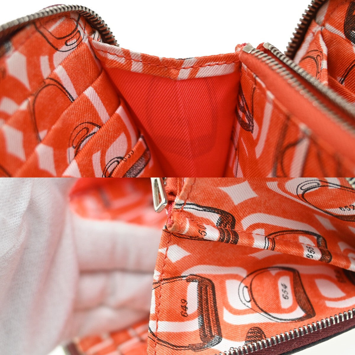 HERMES Logo Azap Silk In Long Zipper Bifold Wallet Veau Epsom Red 72EE342