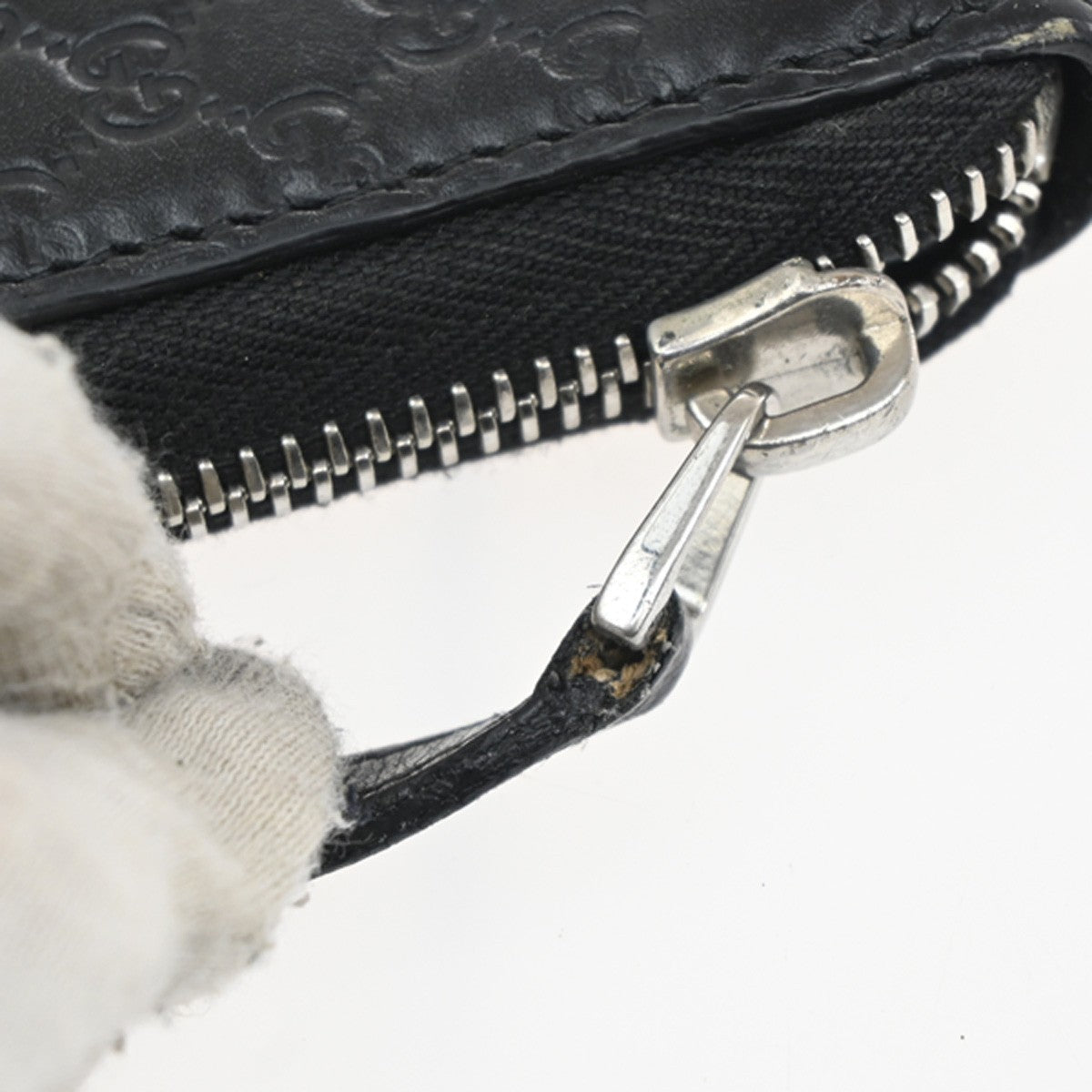 GUCCI Micro Guccissima GG Pattern Zip Around Long Wallet Leather Black 60KC208