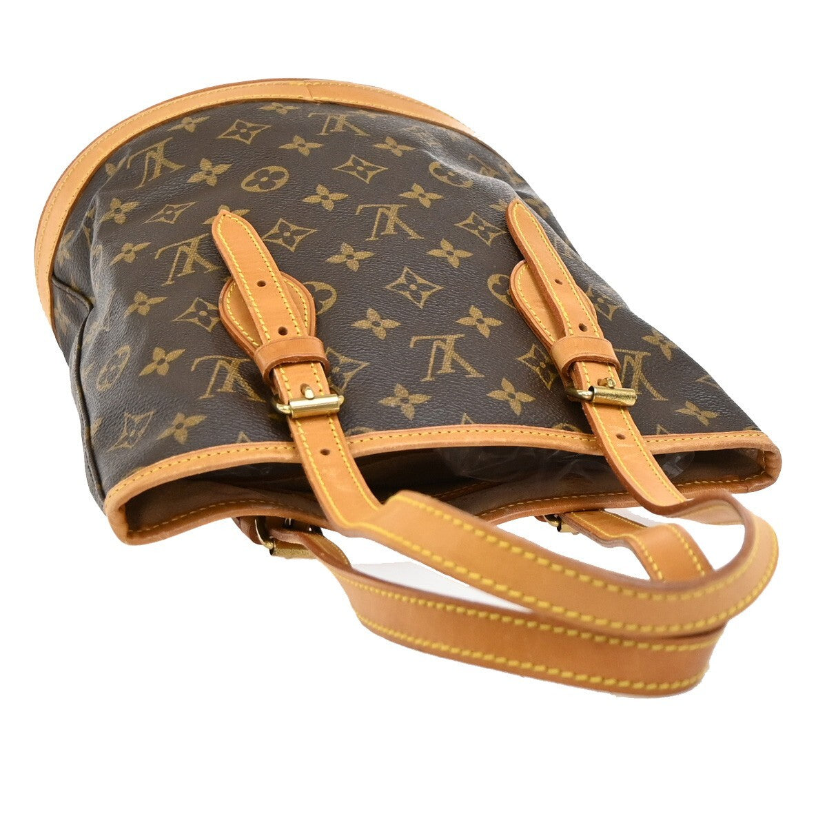 LOUIS VUITTON BUCKET PM Shoulder Tote Bag Monogram Leather Brown M42238 82EE587