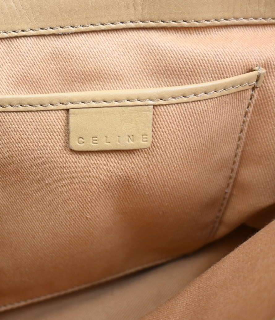 CELINE Logo Macadam Boogie Hand Tote Bag Leather Beige SHW Italy 62KC970