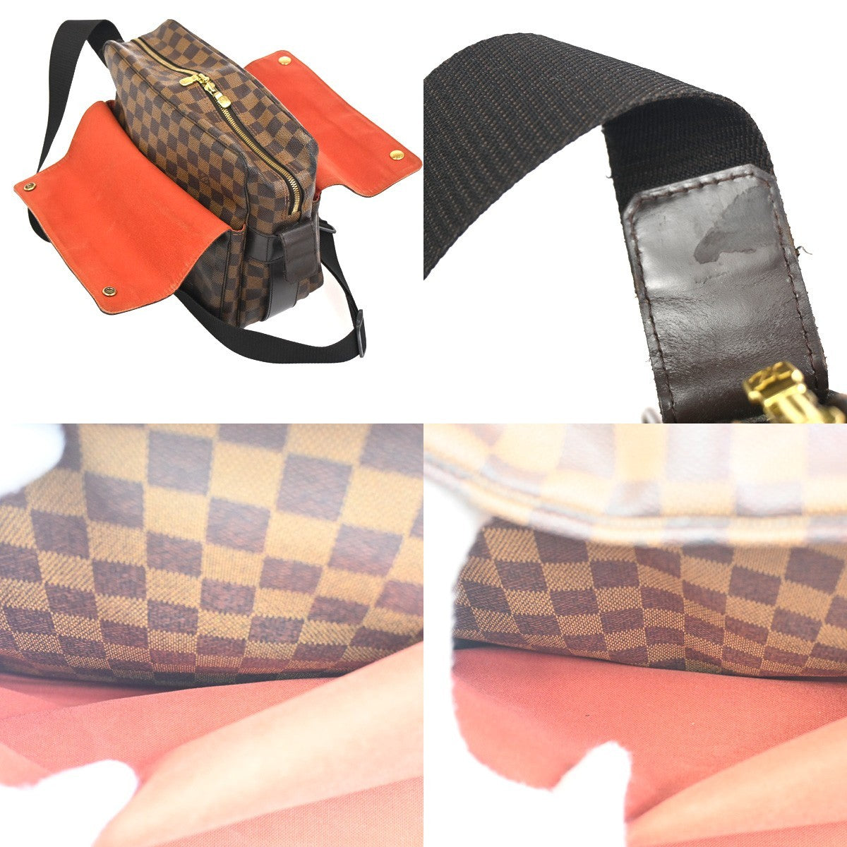 LOUIS VUITTON Naviglio Shoulder Bag Damier Ebene Leather Brown N45255 66CA753