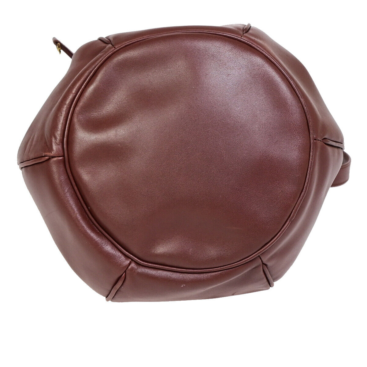 MUST DE CARTIER 2C Logo Drawstring Shoulder Bag Leather Bordeaux GHW 64YE754