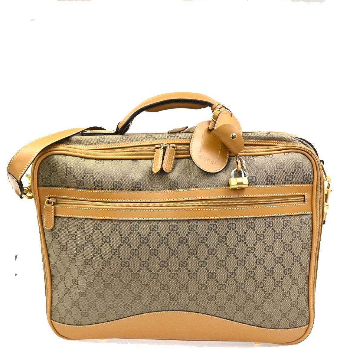 GUCCI GG Pattern 2Way Travel Shoulder Hand Bag Canvas Leather Brown GHW 34ZA245