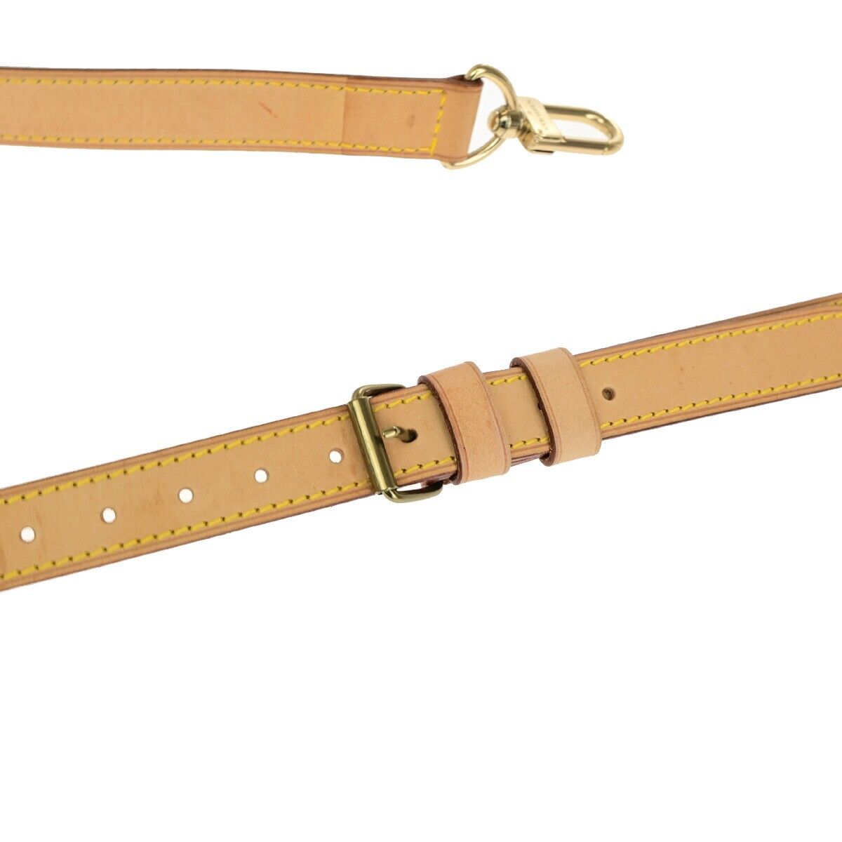LOUIS VUITTON Logo Shoulder Strap Leather Brown Gold Bag Accessory 30YF258