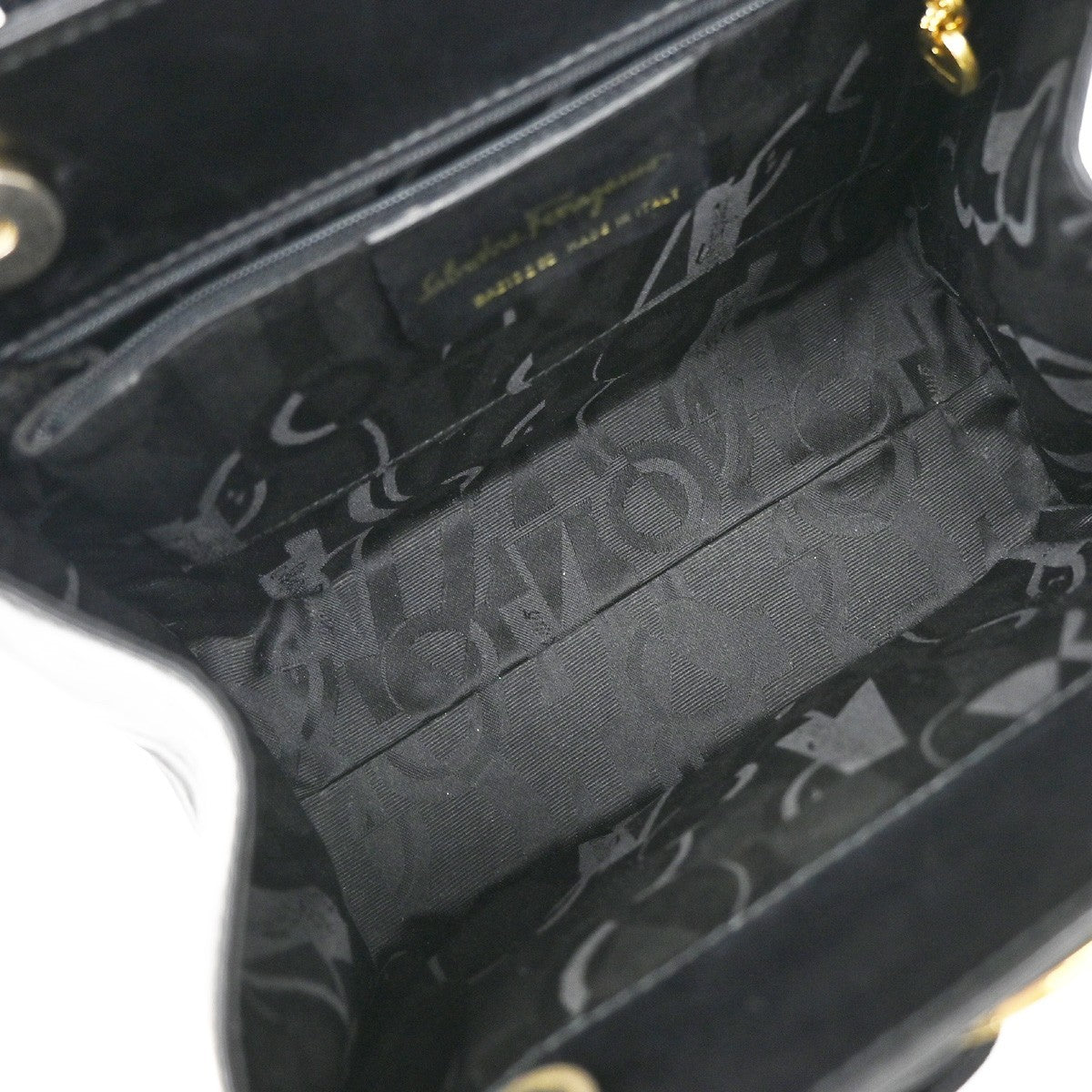 SALVATORE FERRAGAMO Logo Vara Hand Bag Leather Canvas Black GHW Italy 64KB165