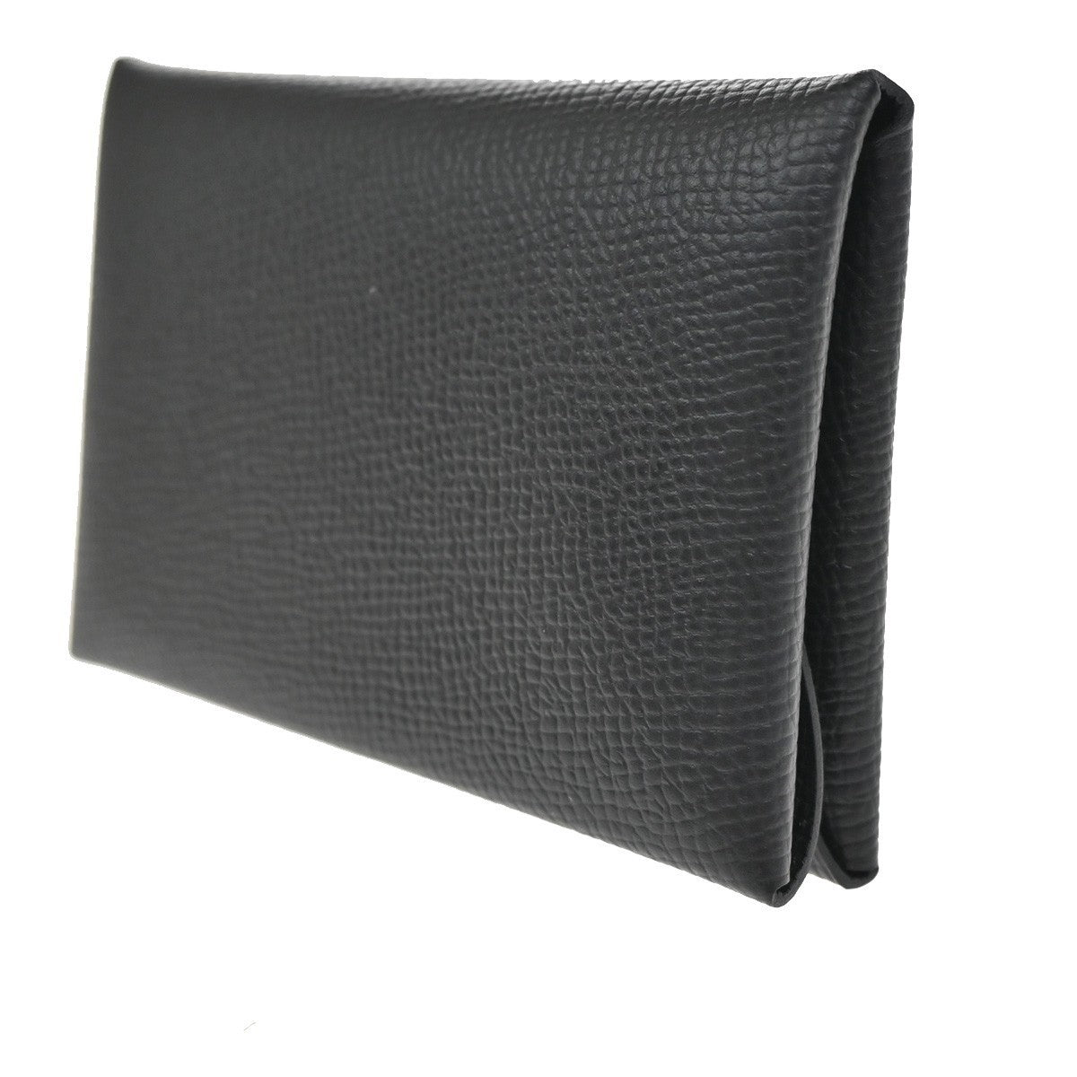 HERMES Logo Calvi Duo Card Holder Coin Case Epsom Leather Black 43LC615
