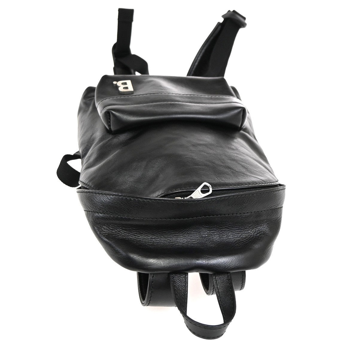 BALENCIAGA B Logo Backpack Adjustable Strap Leather Black Italy 84TA674
