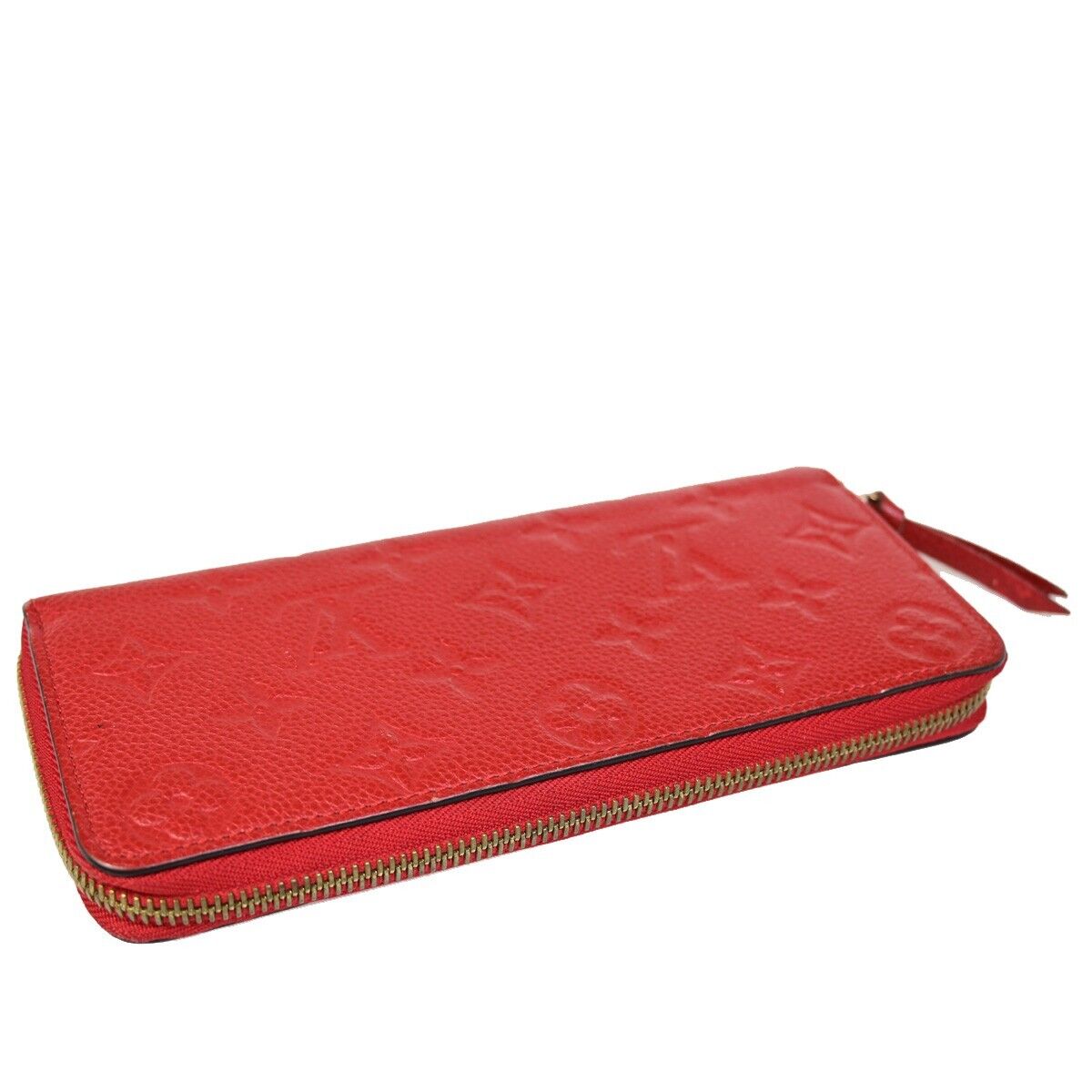 LOUIS VUITTON Clemence Long Bifold Wallet Monogram Empreinte Red M60169 31HB931