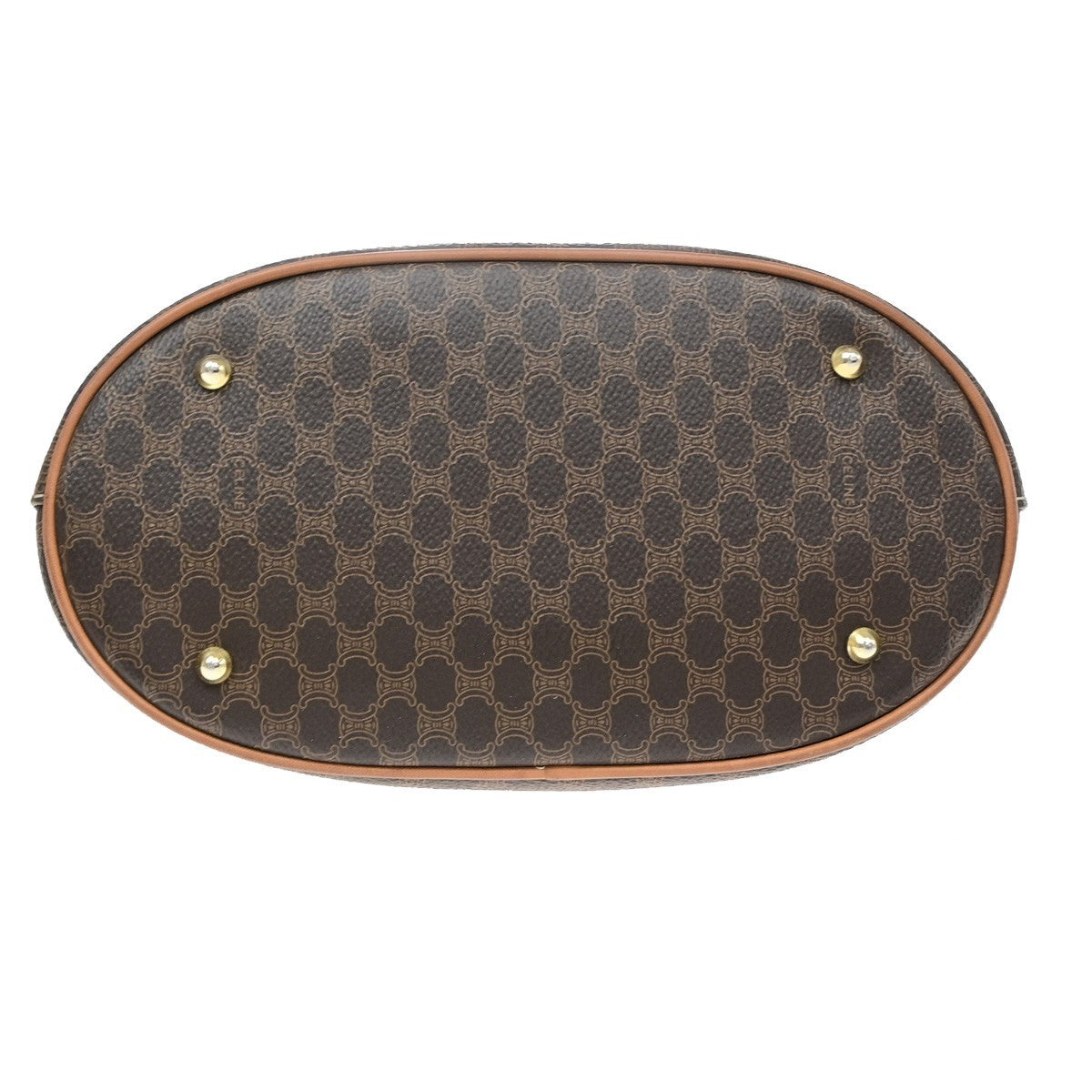 CELINE Logo Macadam Pattern Shoulder Tote Bag PVC Leather Brown GHW 35KD192