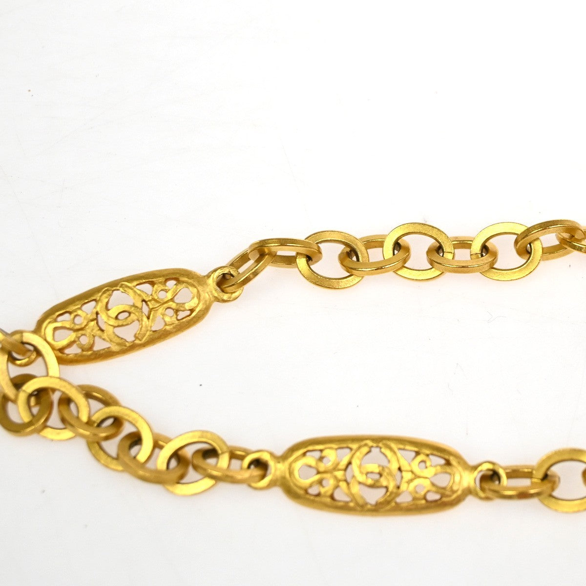 CHANEL CC Logo Oval Motif Chain Long Necklace Pendant 95P GHW GHW France 84RL829