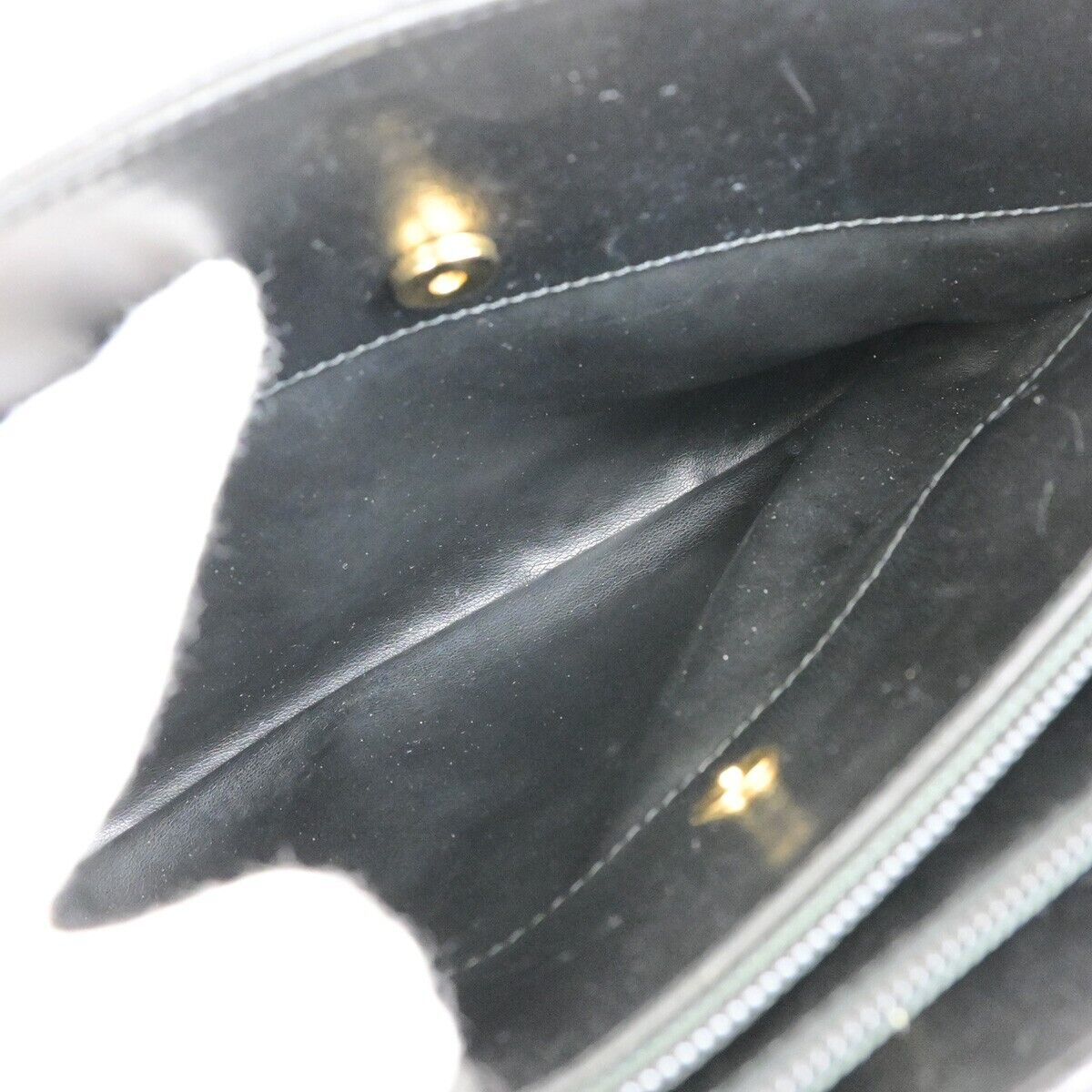 BALLY B Logo Fringe Tassel Shoulder Hand Bag Leather Black Gold-Plated 02FB399