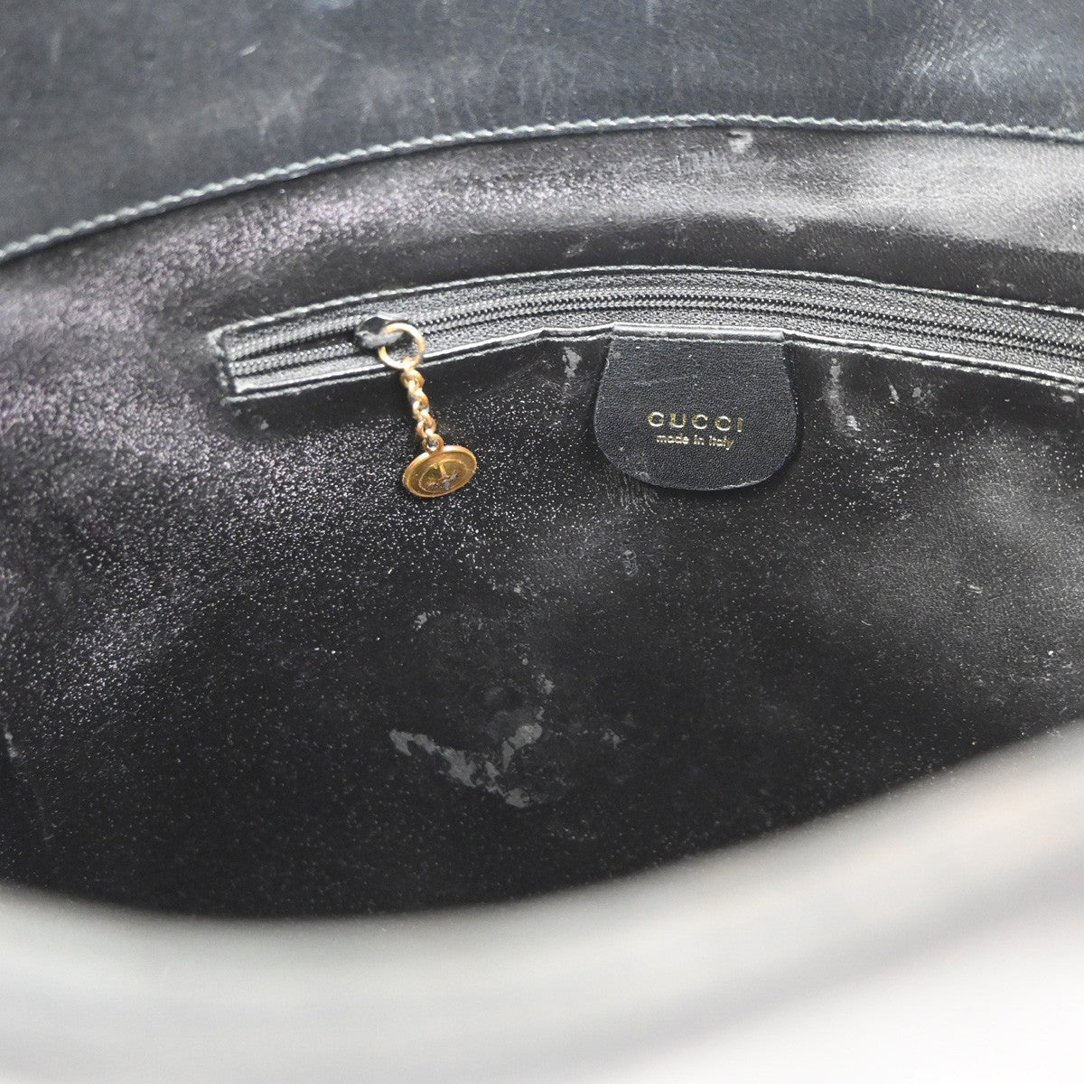 GUCCI Logo Shoulder Hobo Bag Leather Black GHW Italy 60YH905